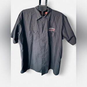 Red Kap Lucky 13  Black Short-Sleeve Casual Button-Down Shirt with Logo